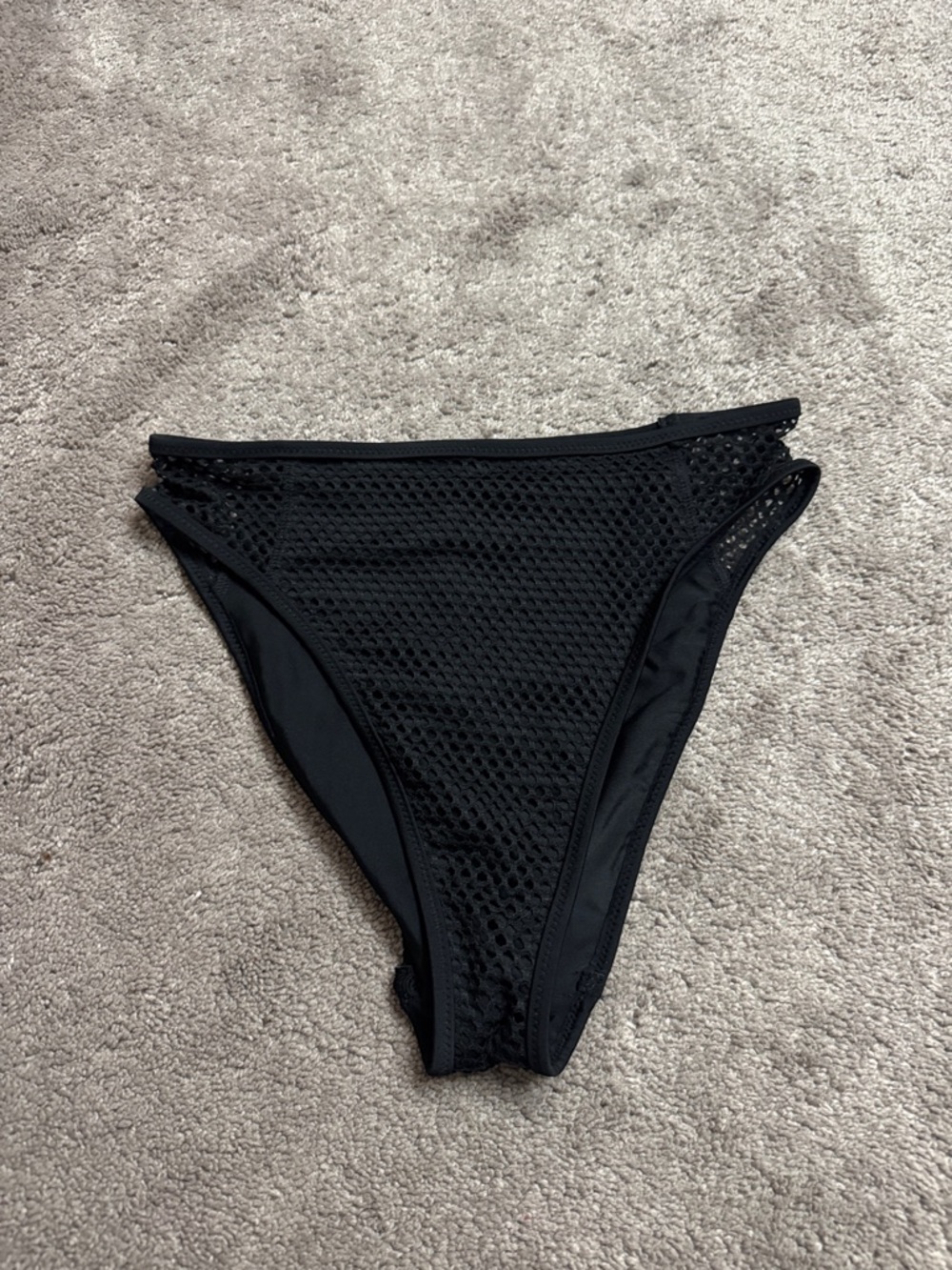 Refuge Black Bikini Bottom Mesh High Cut Cheeky Swimwear NWT SIZE S
